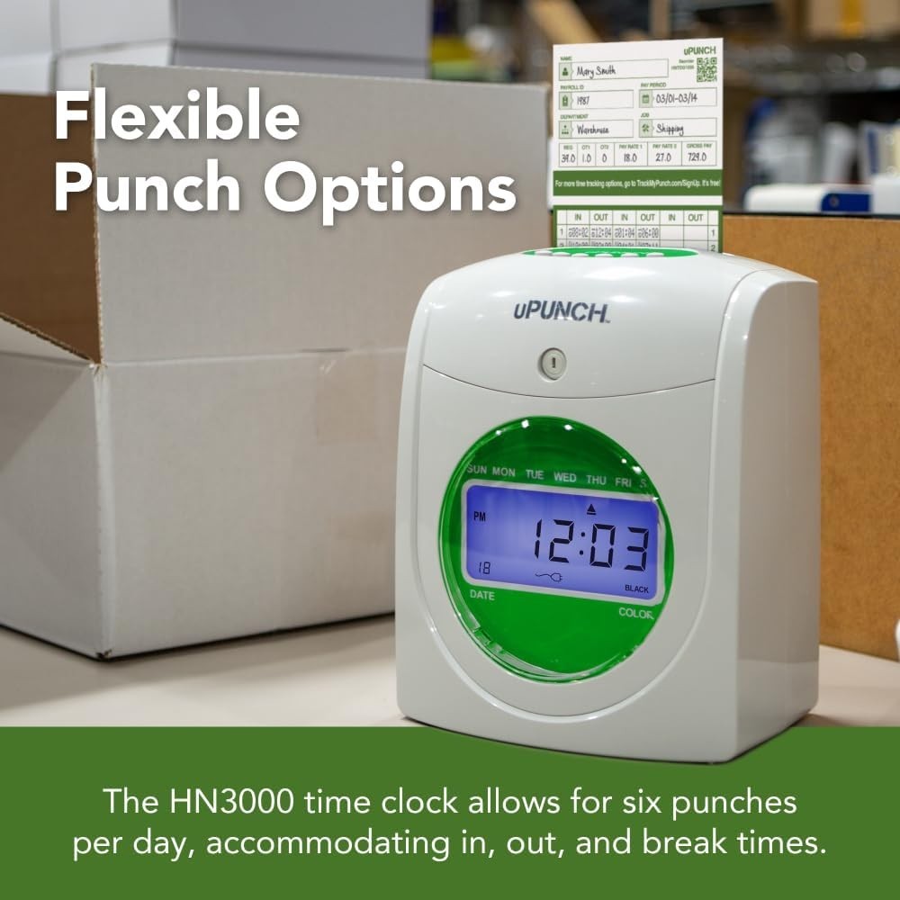 Versatile Timekeeping Clock with Rack and Clear Printing for Payroll Processing