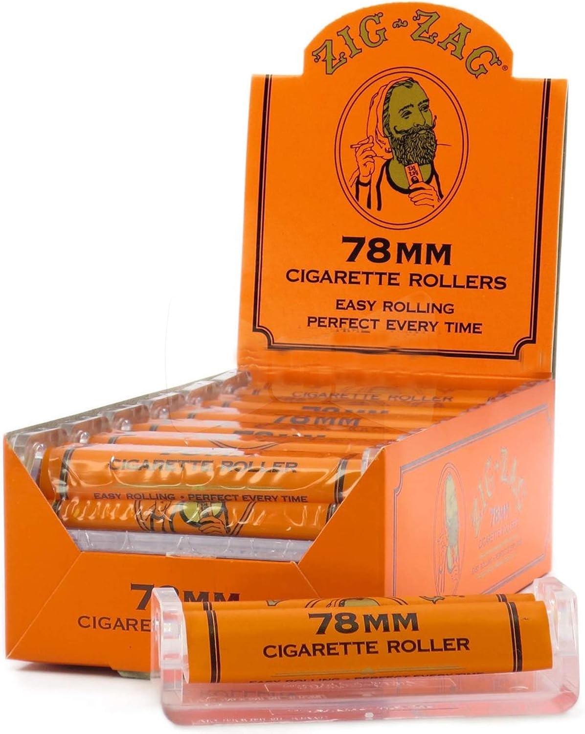 78mm 1 1/4 Cigarette Rolling Machine - 12-Pack Carton, Easy Roll