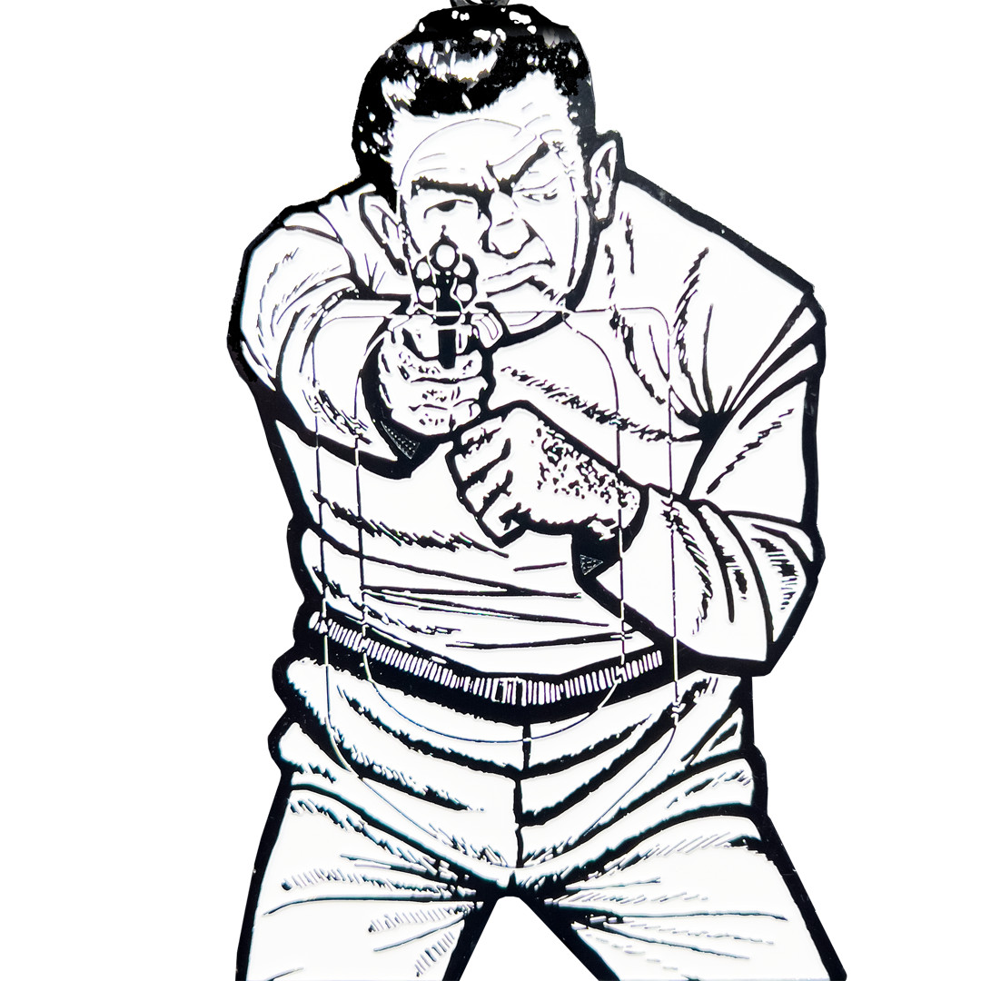 EL14-017 Bad Guy target keychain range firearms instructor challenge coin style