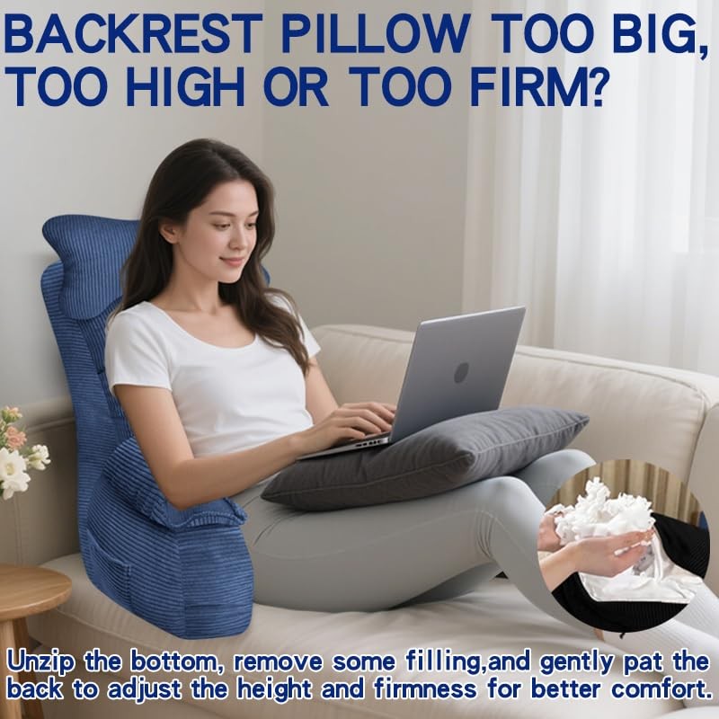 YDCEULARDOH Reading Pillow Large – 7.71 lbs (For users 5'4"), Dark Blue