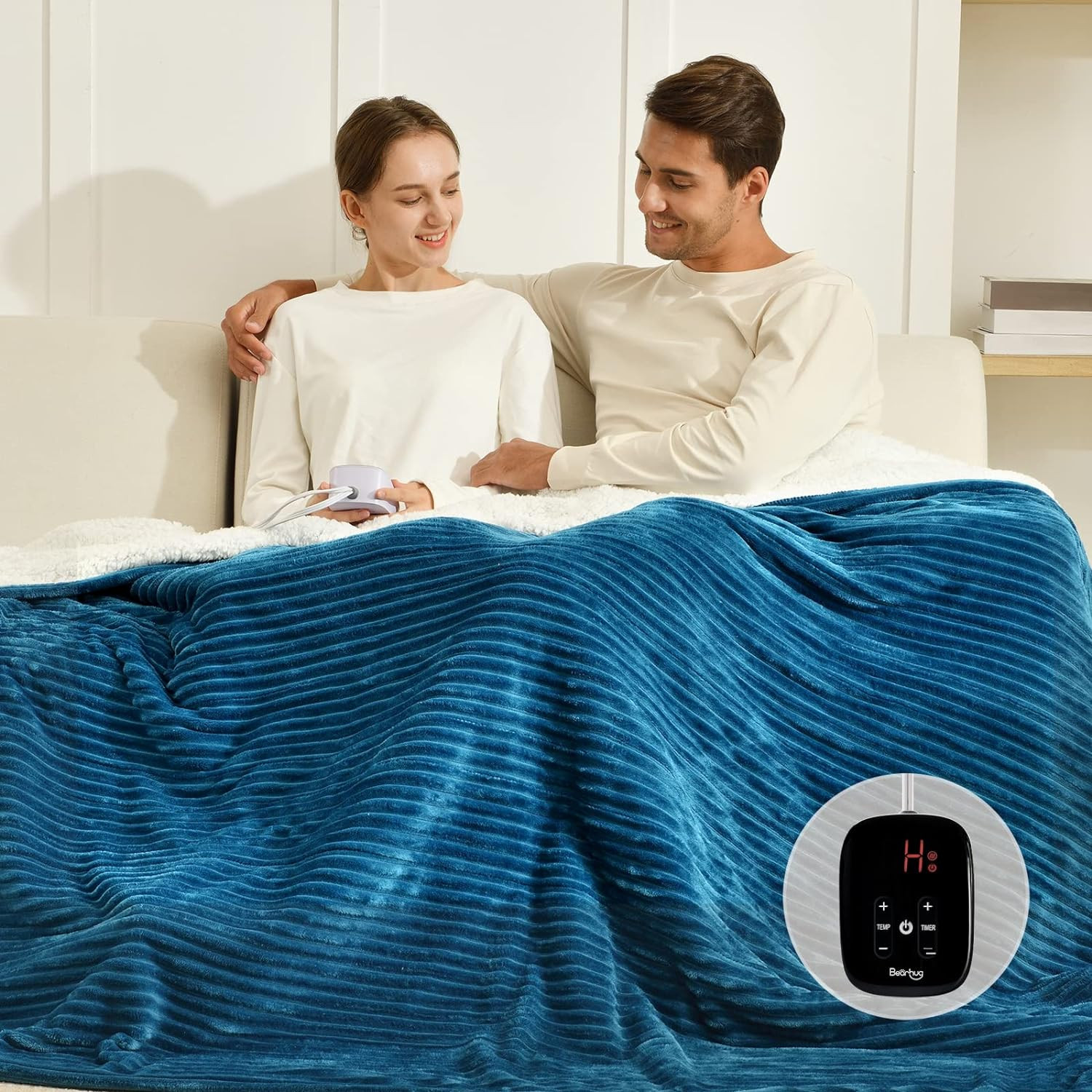 Electric Heated Blanket 62"x84" - Fast Heating, 10 Levels, Auto Off, Washable