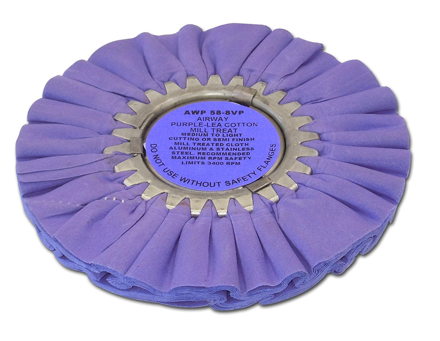 Zephyr AWP-58-8-VP Purple-Lea Airway Cotton Mill Treat 8″ Buffing Wheel