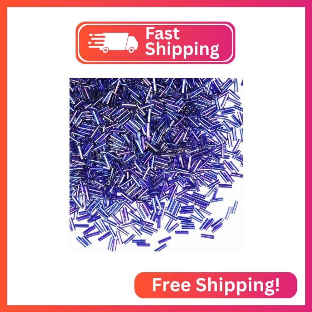 2420pcs/80g Royal Blue Tube Beads Glass Bugle Seed Beads Length 6mm Tube Beads f