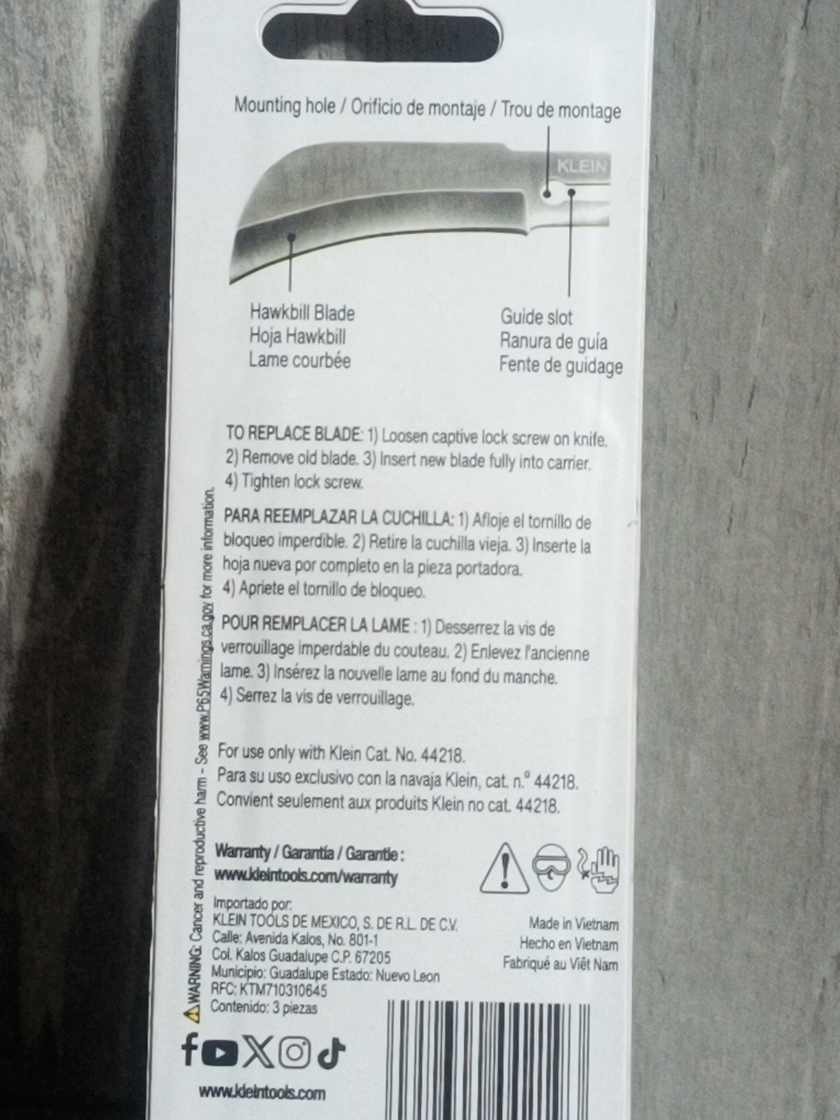 Klein Tools Replacement Hawkbill Sheepsfoot Blade 3 Pack Blades 44219 For 44218