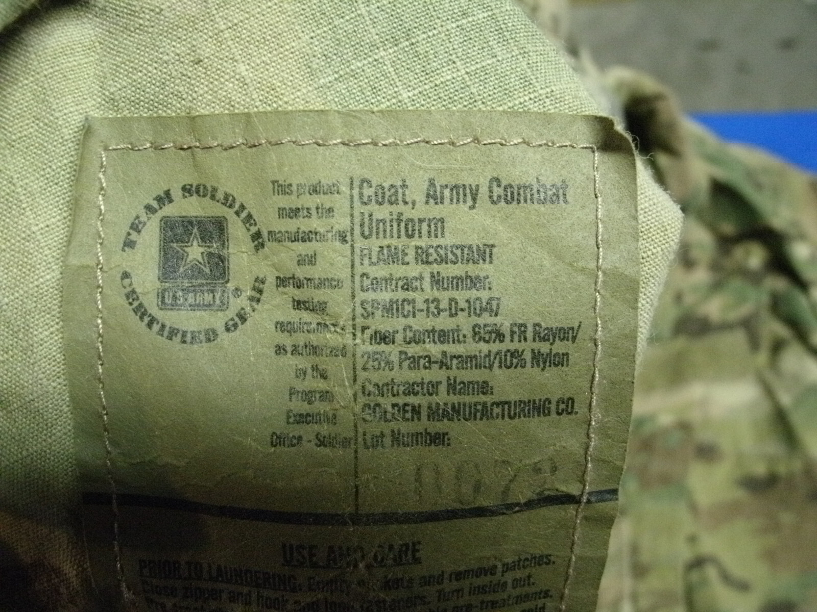 US ARMY OCP MULTICAM UNIFORM FR COAT / SHIRT SIZE LARGE REGULAR FIRE RESISTANT