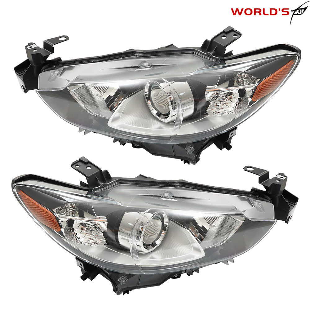 Right+Left Headlight For Mazda 6 2014 15 16 2017 Black Housing Projector Halogen