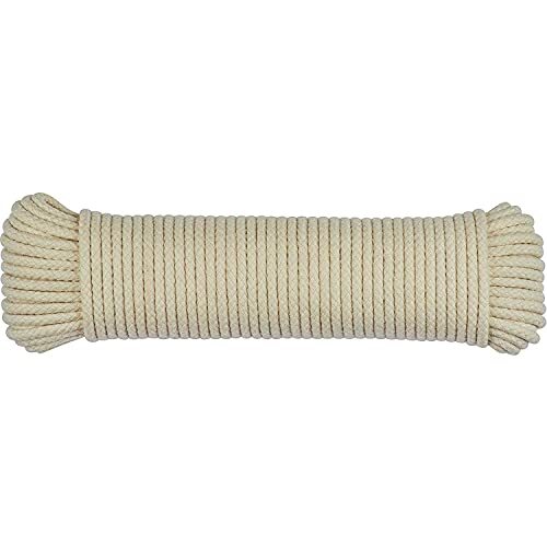 100 ft Natural Cotton Rope, Clothesline Rope, 1/4 inch General Rope Utility Cord