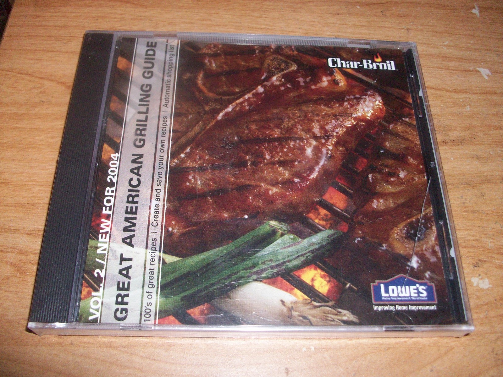 Lowe's Char-Broil Great American Grilling Guide Vol 2 2004 CD ROM Recipes NEW