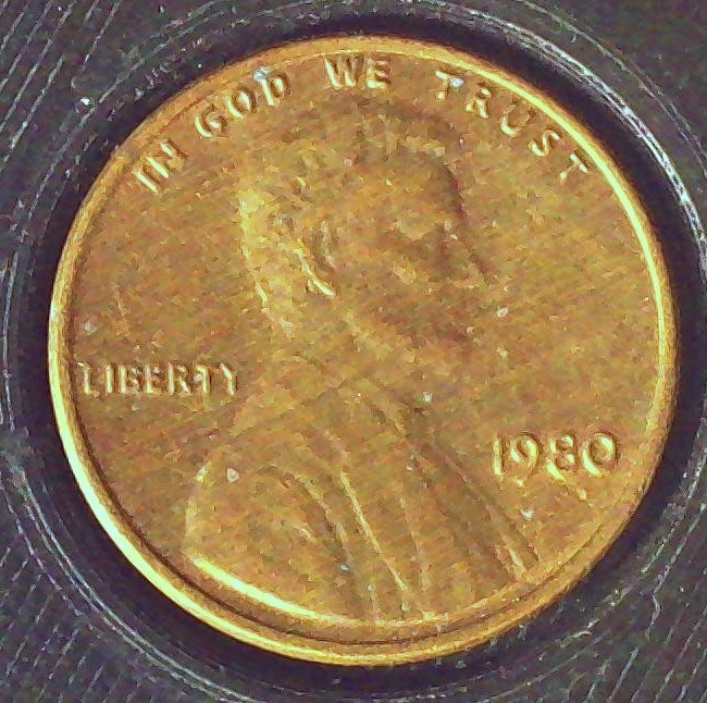 1980 P LINCOLN   WOODY OBVERSE AND REVERSE  CIRCULATED   3.1 GRAMS