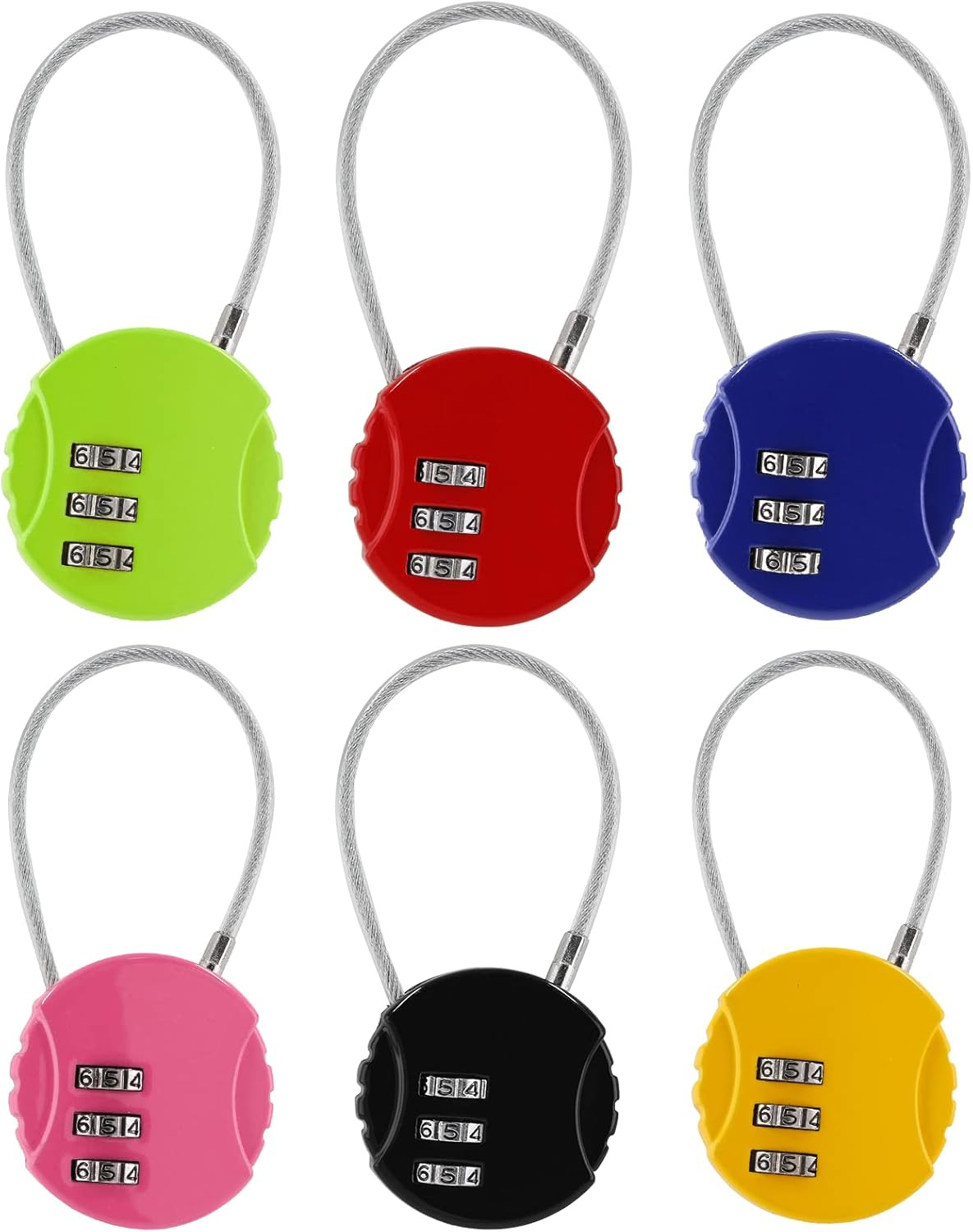 Litoexpe 6 Pcs Combination Lock, 3 Digit Outdoor Waterproof Padlock Code Lock Ca