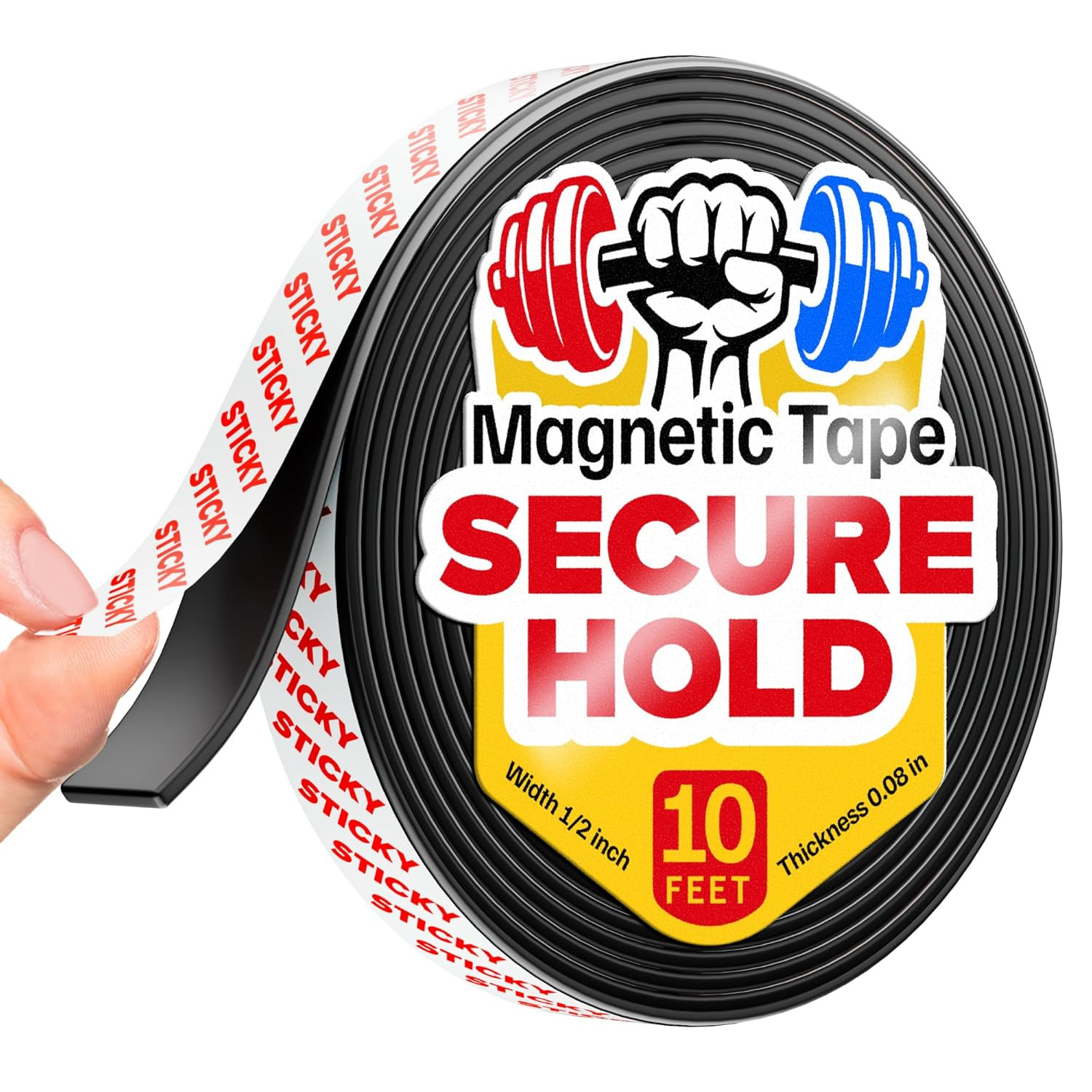 Super Sticky Magnetic Tape (10 Feet X 1/2 Inch) - Stong Magnet Strip with Adhes