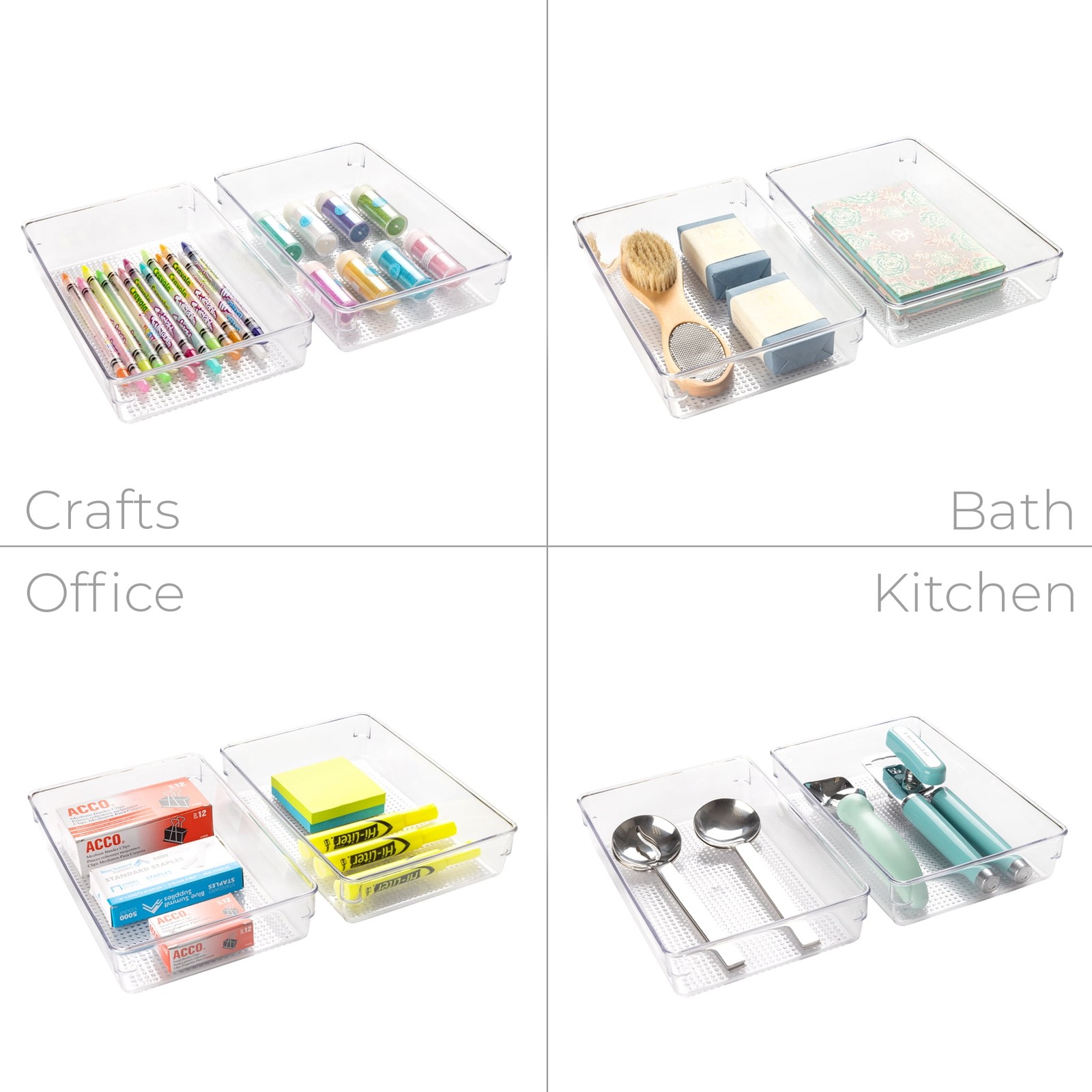 10-Piece Bathroom Storage Set W/ Clear Plastic & Stackable - Durable