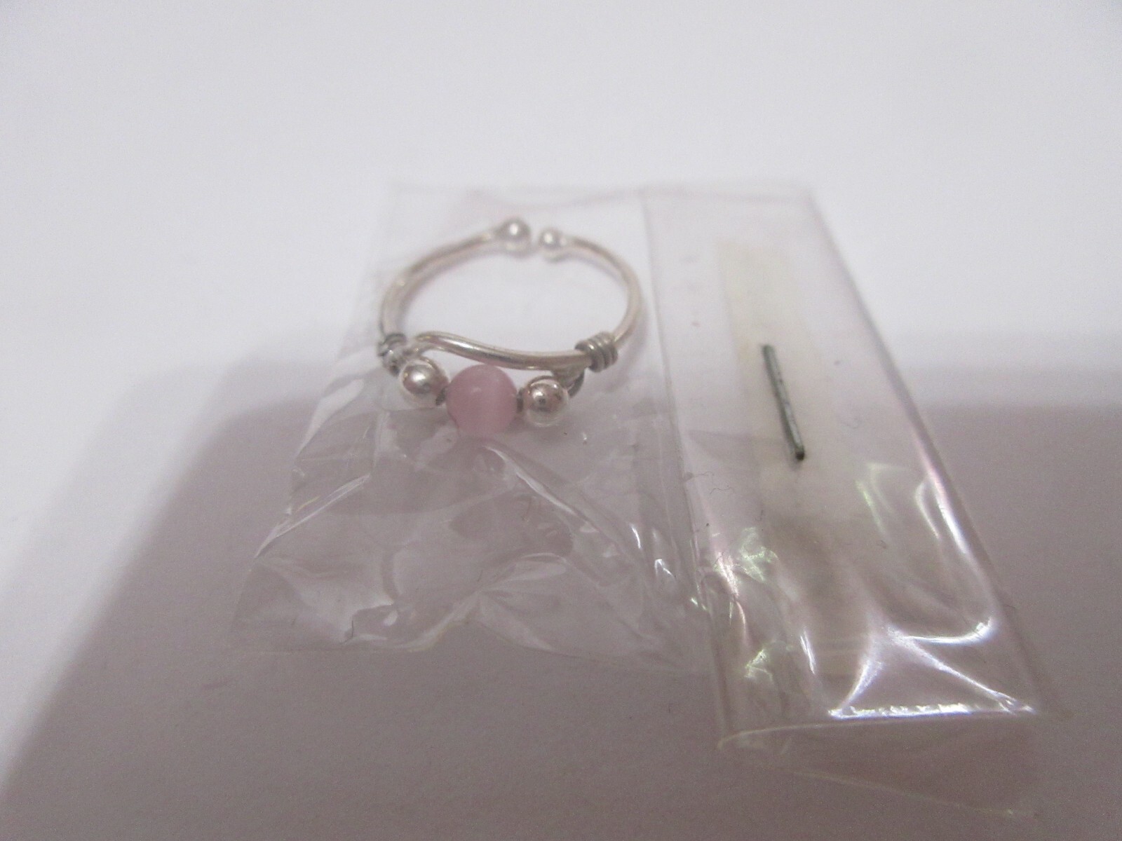 NEW 925 Sterling Silver Adjustable Round Pink Stone Toe Ring