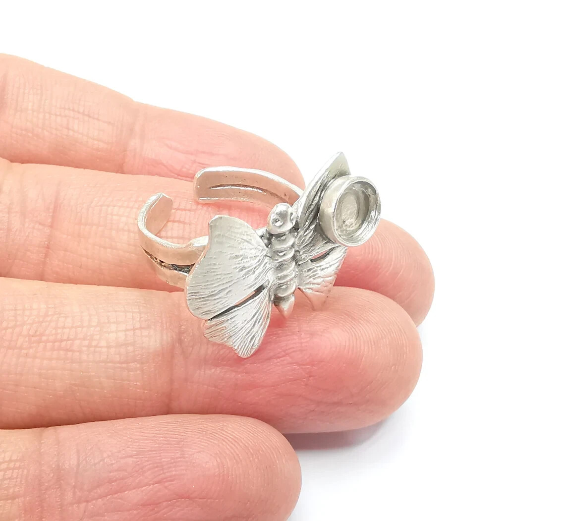 Butterfly Ring Blank Setting Cabochon Mounting Adjustable Resin Ring Base Bezels