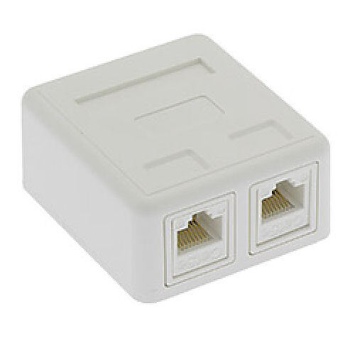 2 Port Cat5e RJ45 Keystone Jack Network  Cable Wall Surface Mount Box White