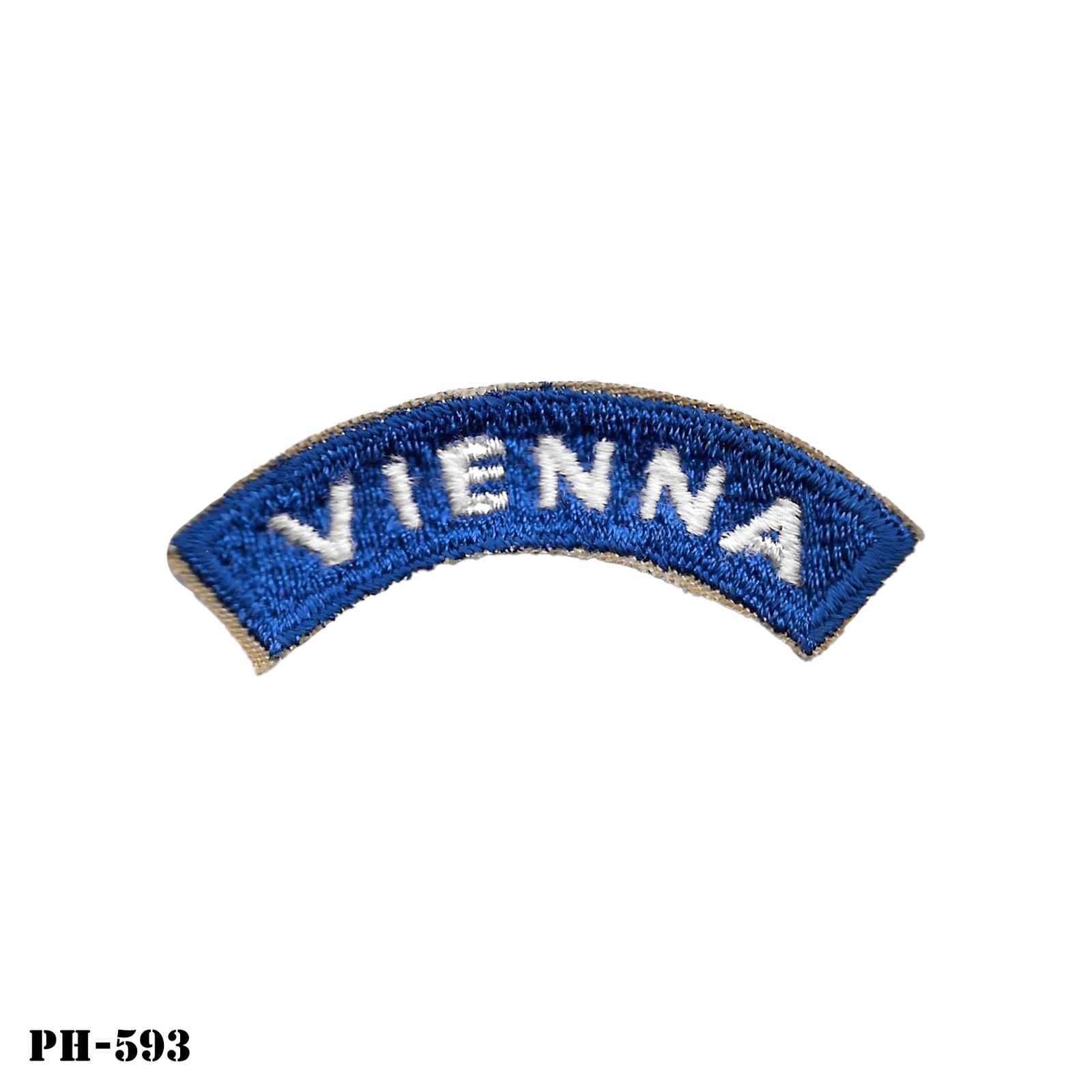 "VIENNA" Cut Edge Rocker Sew On Patch ~ 1940s Manufacture ~ US Army ~ NOS