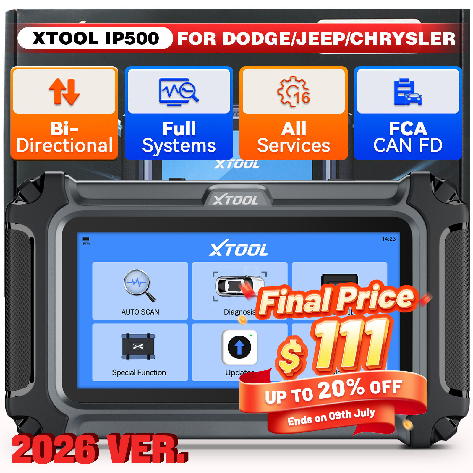 Bidirectional OBD2 Scanner Full System Diagnostic Tool For Dodge Chrysler Jeep