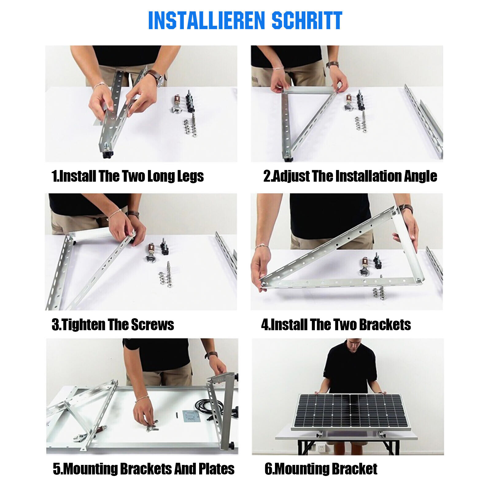 Solar Panel RV Tilt Mount (45/47in）Brackets Roof Flat Surface Adjustable Frame