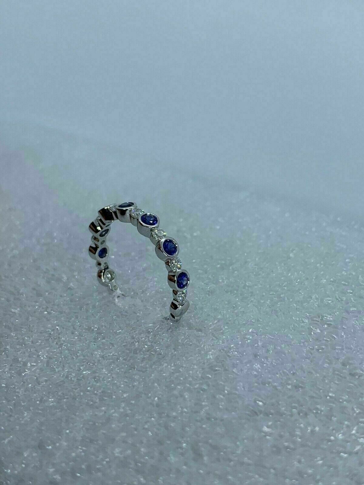1.60 Ct Natural Sapphire Diamond Engagement Proposal Ring 14K Solid White Gold