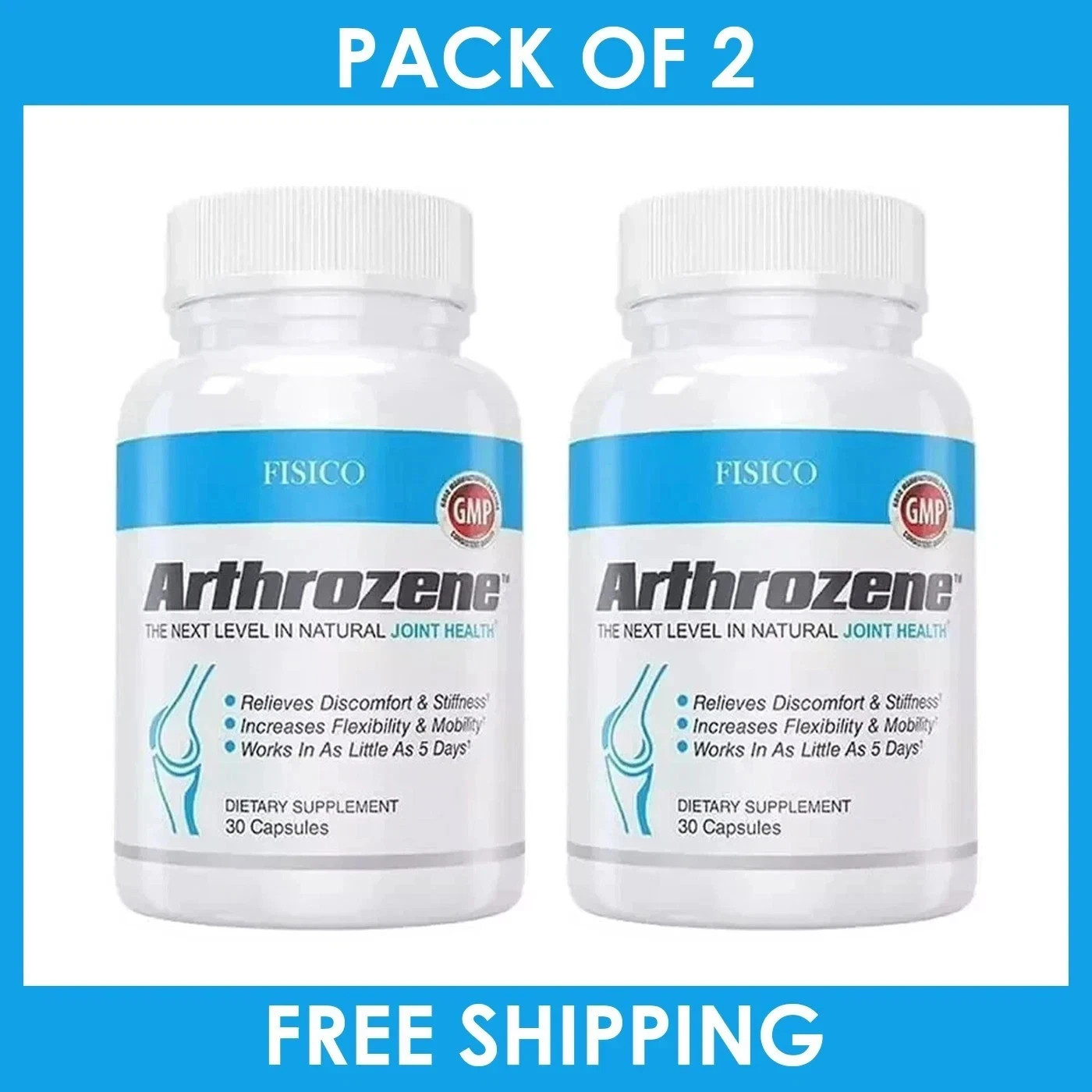 PACK OF 2 - Fisico Arthrozene Natural Joint Health Supplement 30 Capsules - NEW