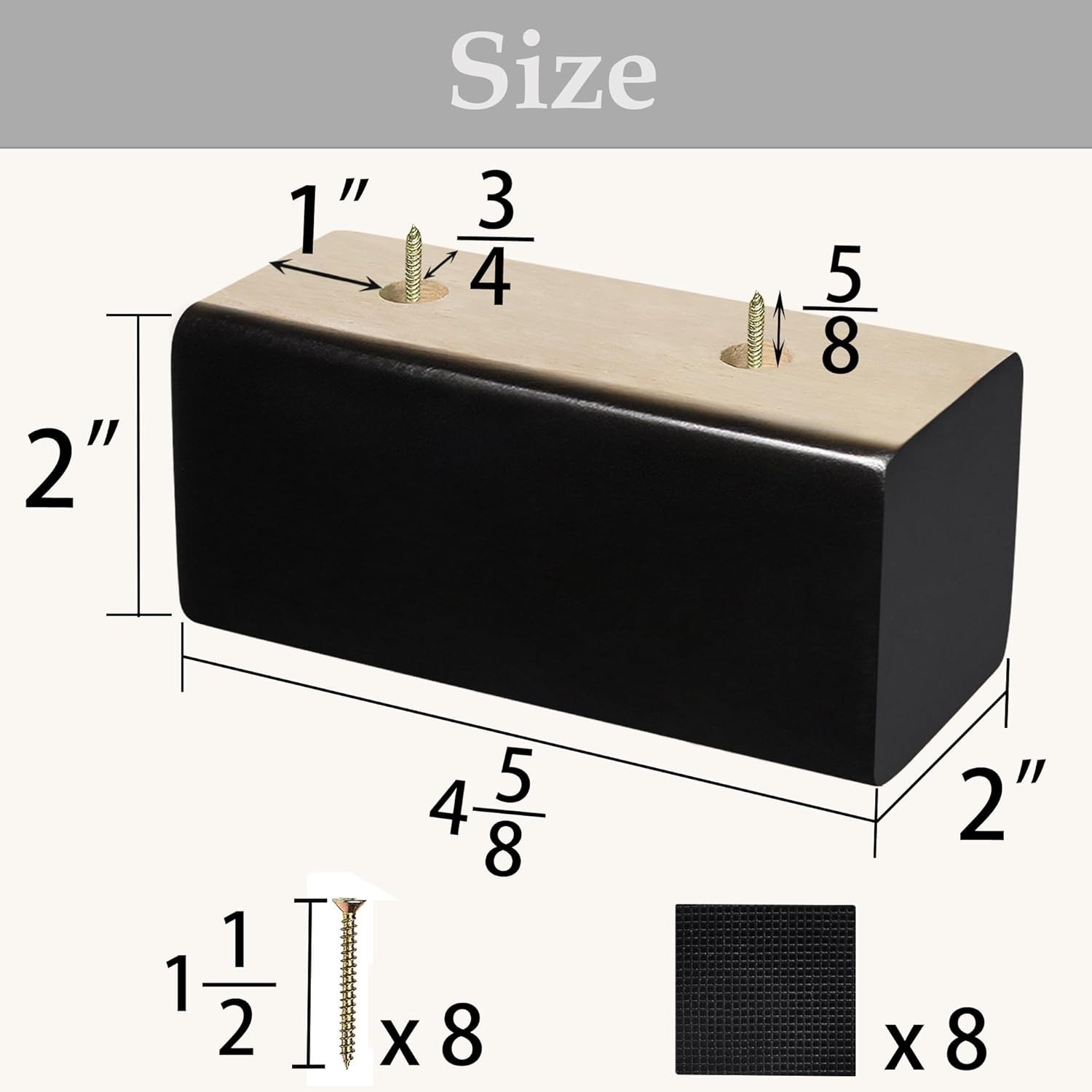 Wood Bed Risers Black 2 inch)