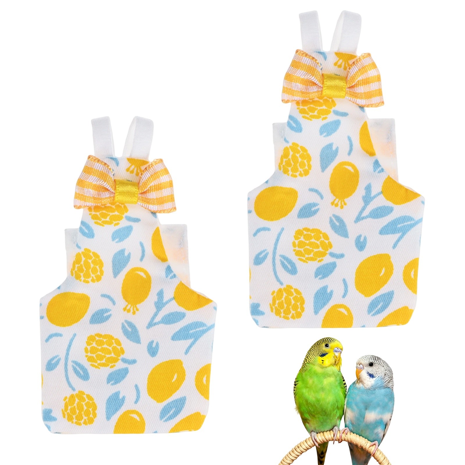 2-Pack Bird Diapers Reusable Flight Suit, Pet Parrot Nappy [Lemon Yellow, S]