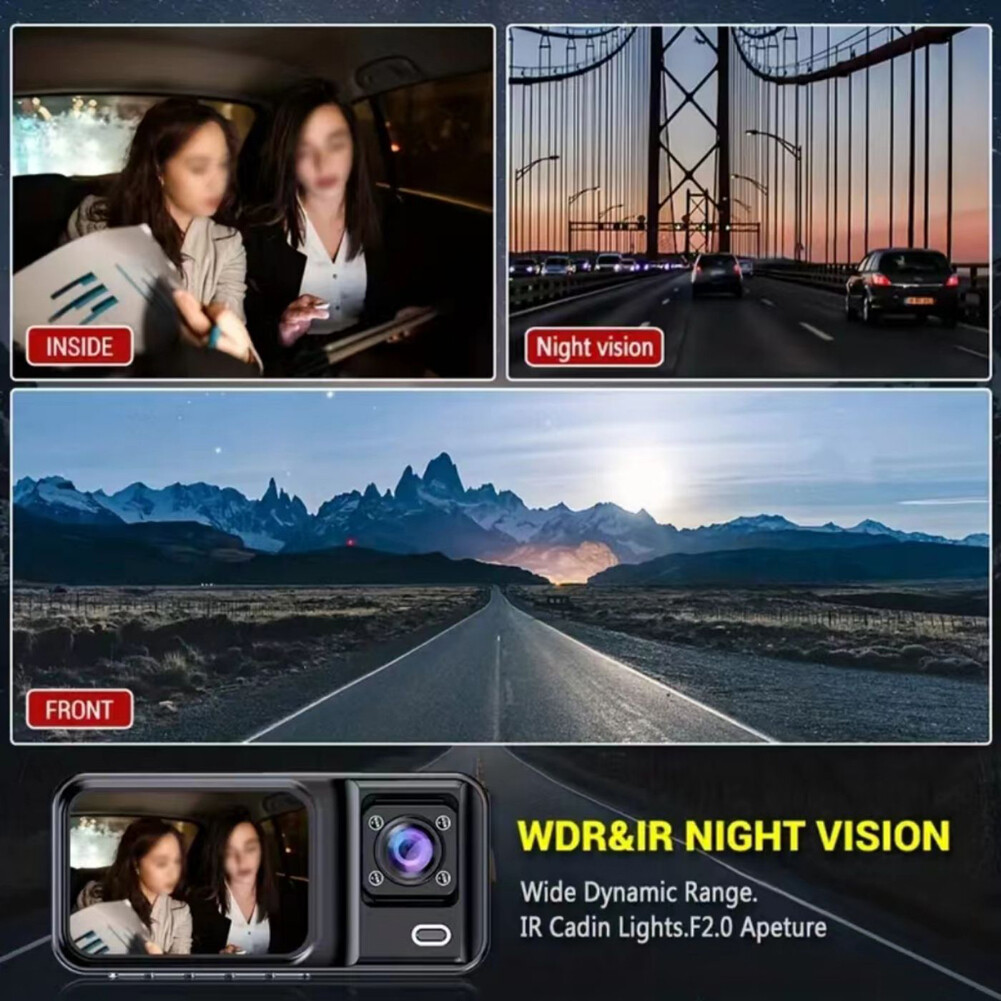 1080P DVR Dash Front & Inside Driving Recorder with 2 Inch G1T8