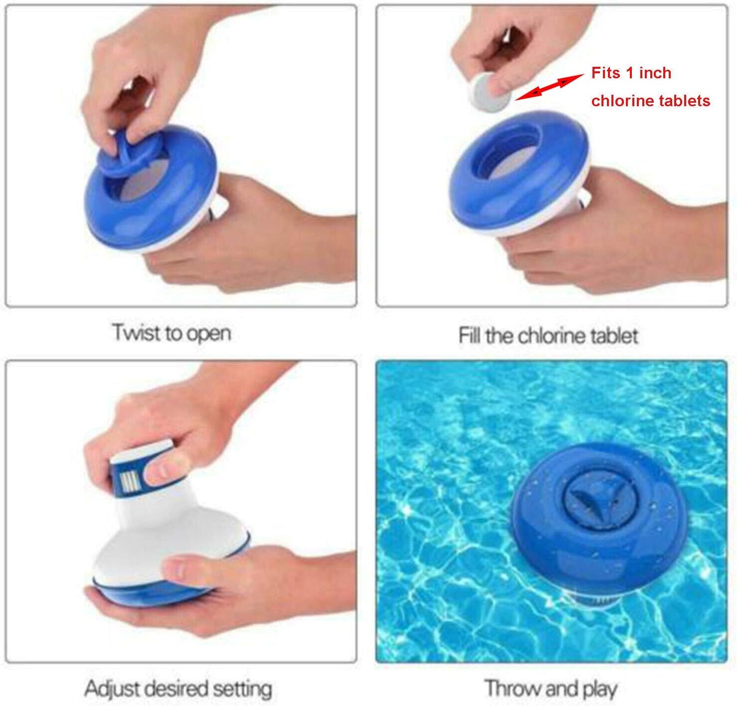 1" Collapsible Pool Tablet Dispenser for above-ground & Inflatable Pools