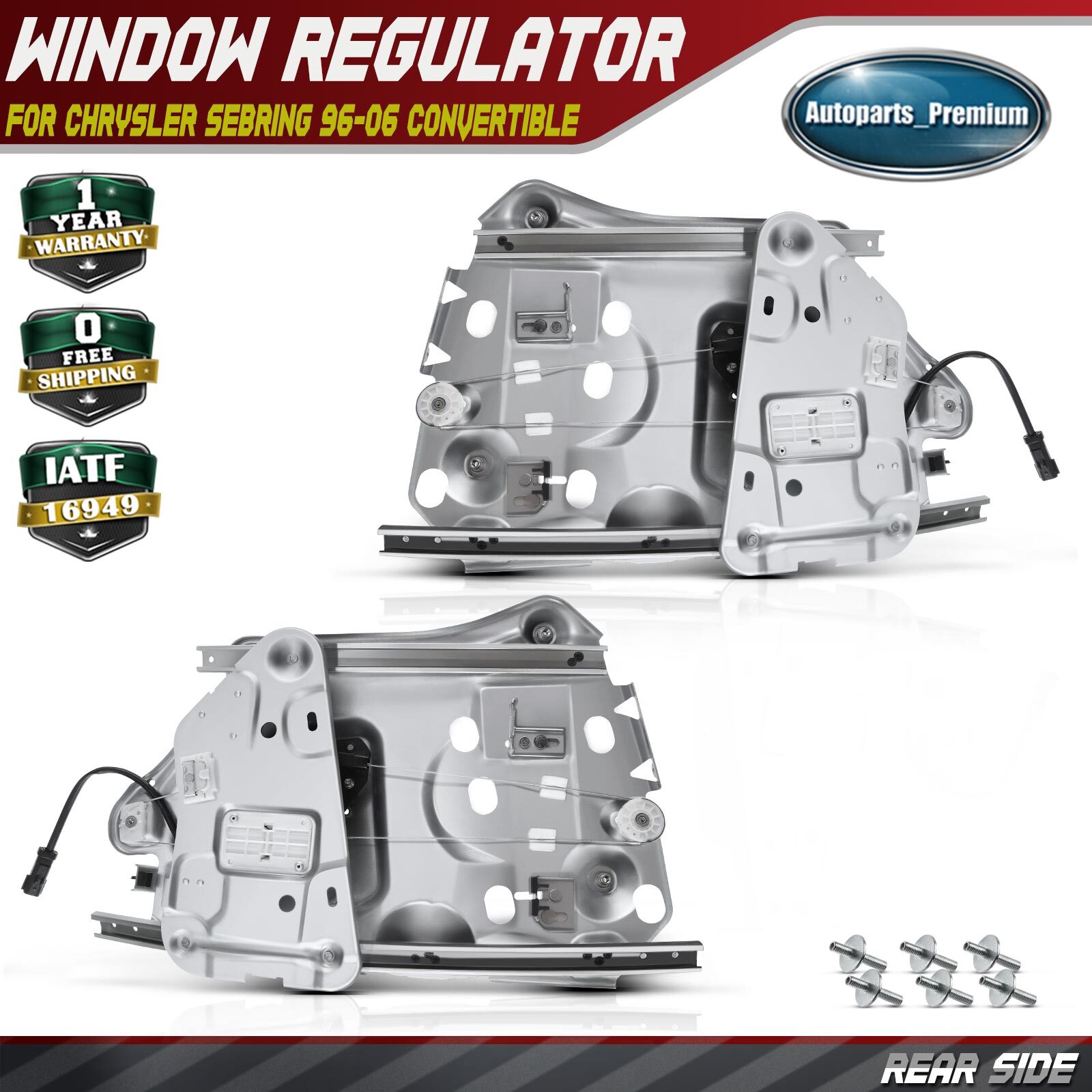 2X Window Regulator with Motor for Chrysler Sebring 1996-2006 Rear Left & Right