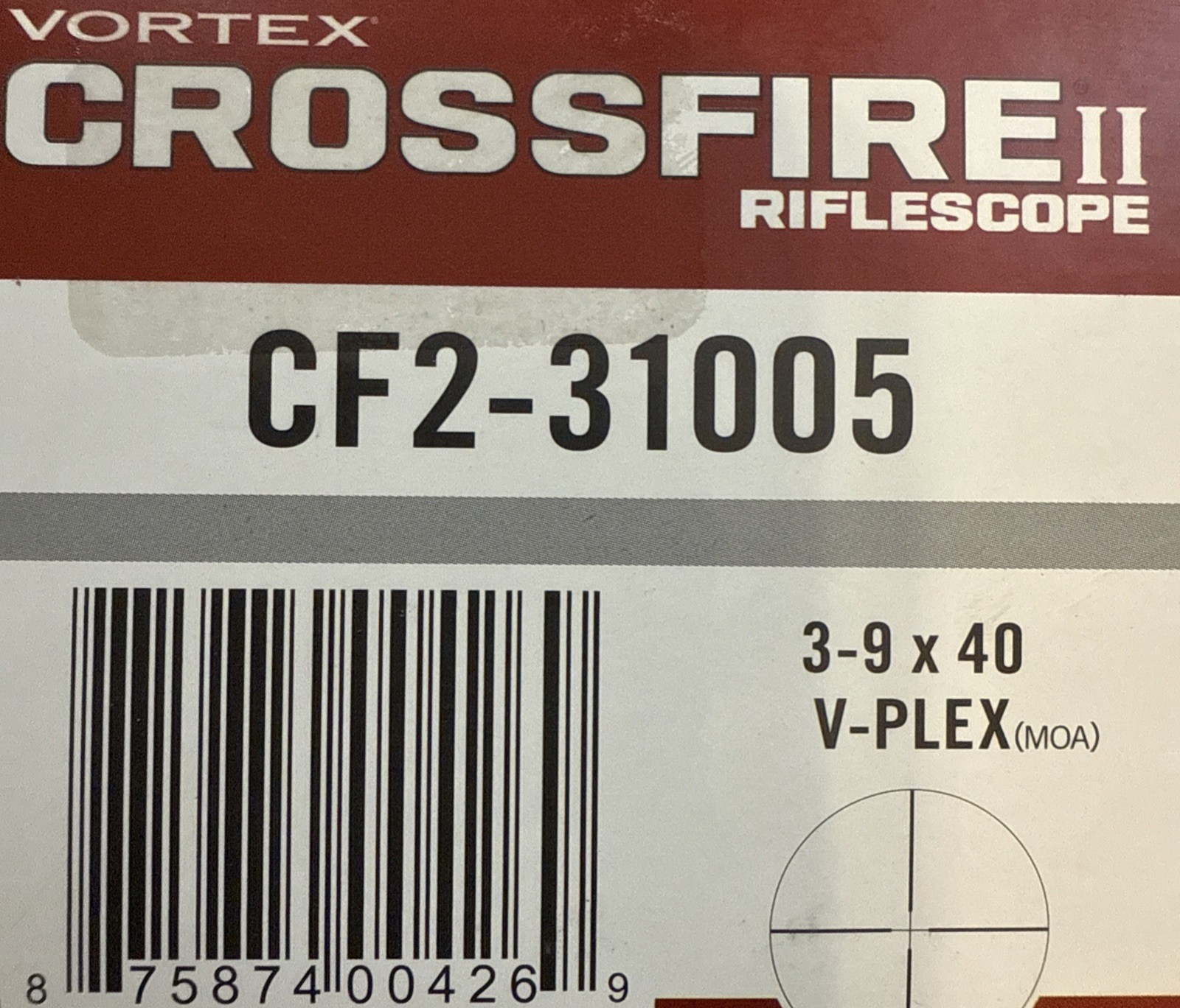 Vortex Crossfire II 3-9x40 Rifle Scope V-Plex Reticle CF2-31005