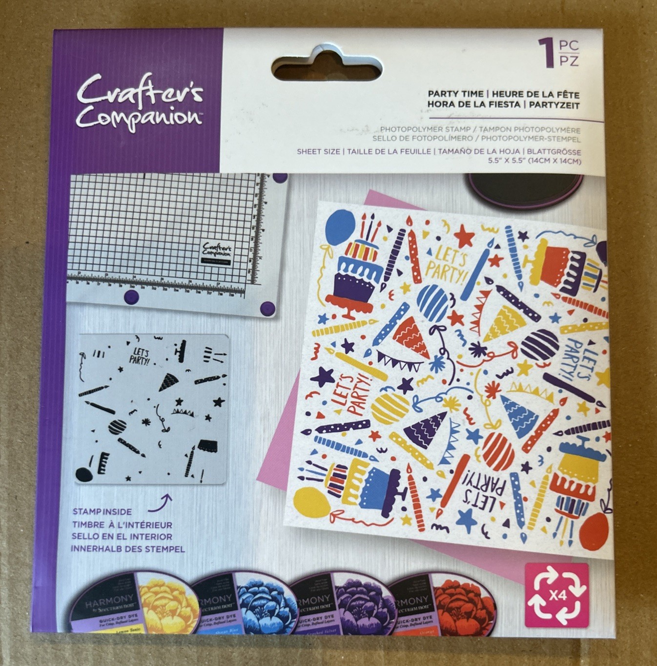 Crafters Companion Party Time Photopolymer Stamp 5.5"x5.5"  Sealed New