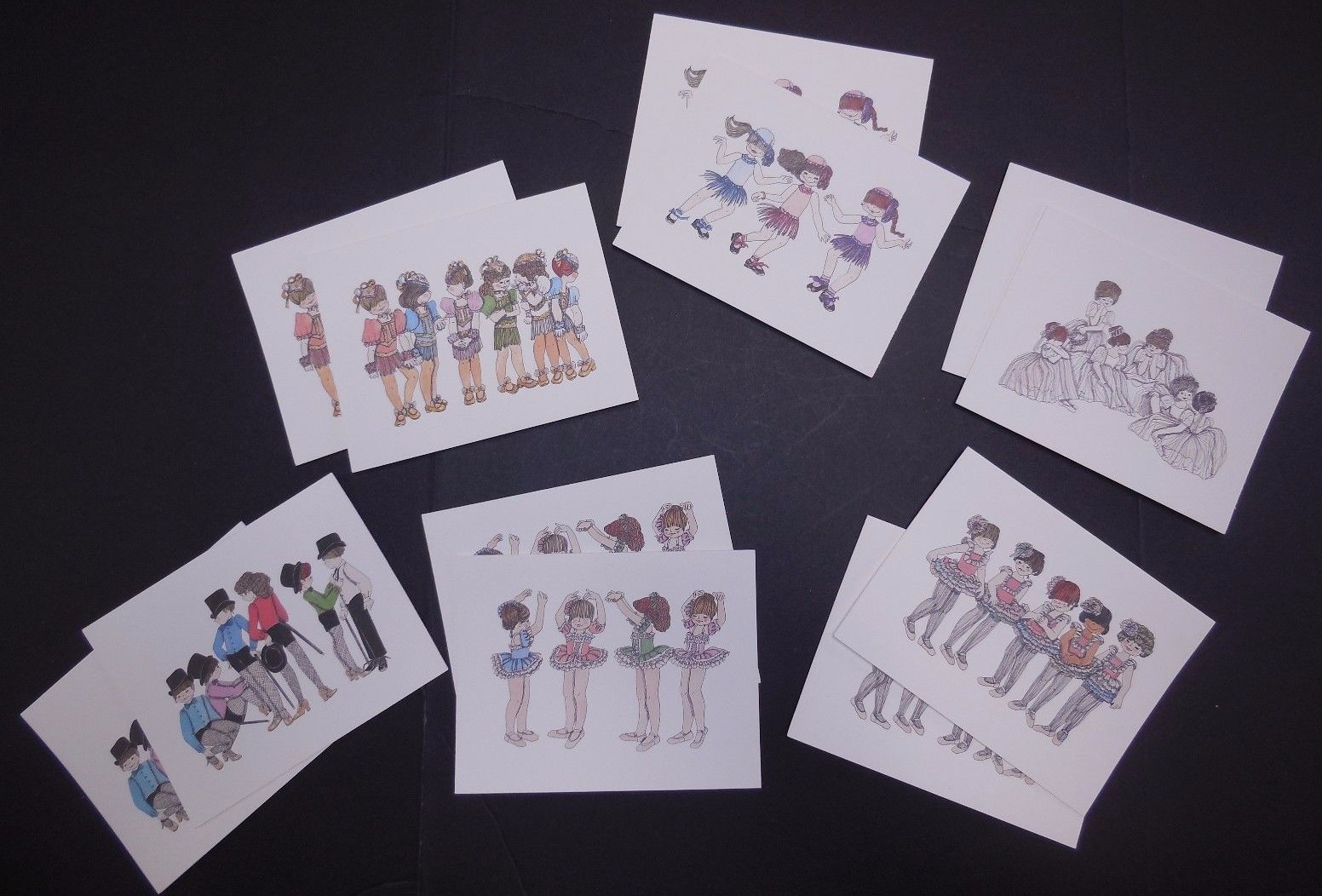 New Box of dancer notecards 4x6 12 cards/ envelopes Linda Barton Miller 6 design