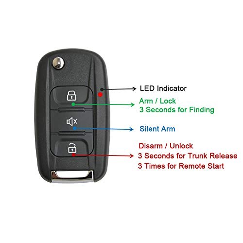Car Alarm System with Remote Start kit & Push to Engine Start Stop 2.with siren