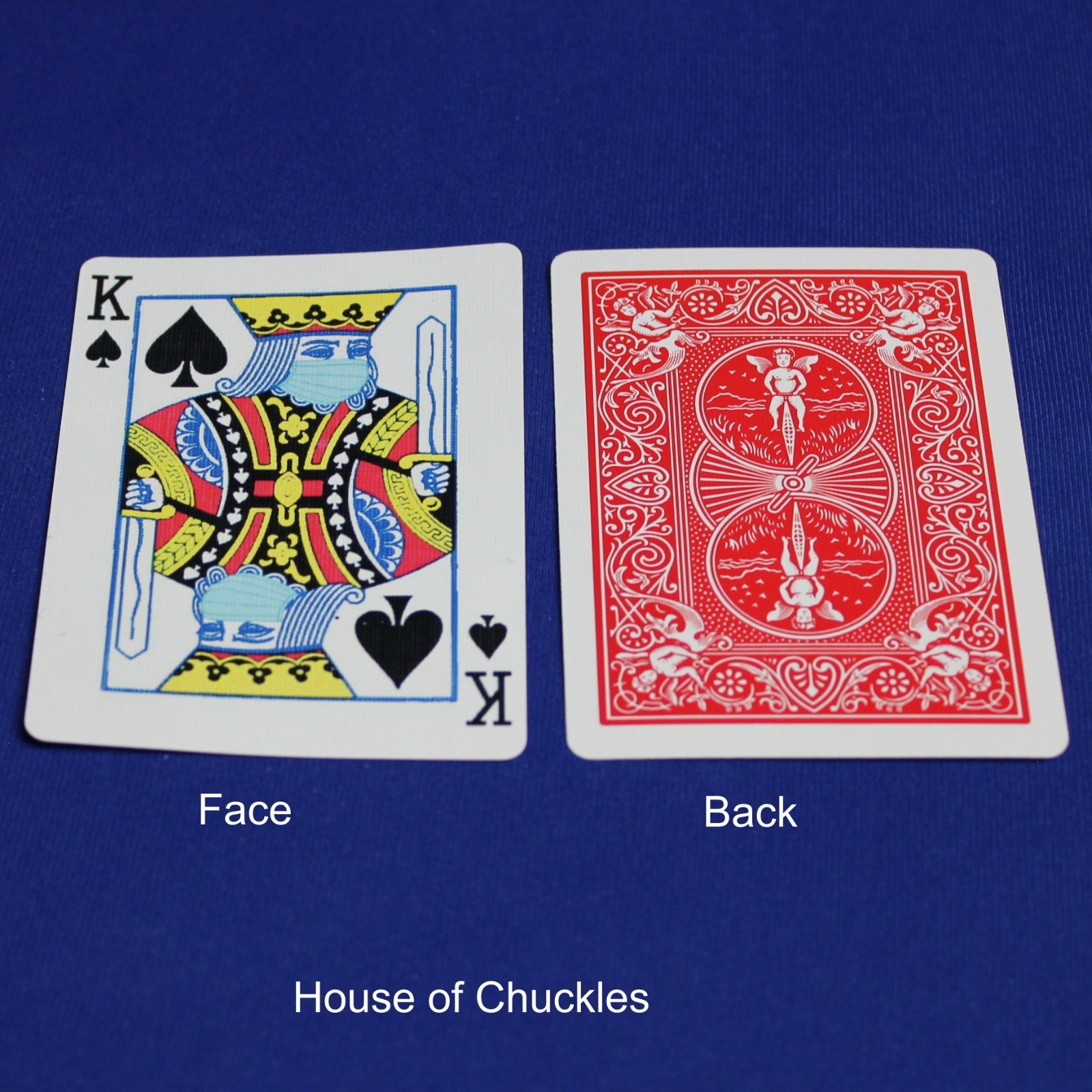 Covid Masked King of Spades, Bicycle Printed Gaff Card, Red