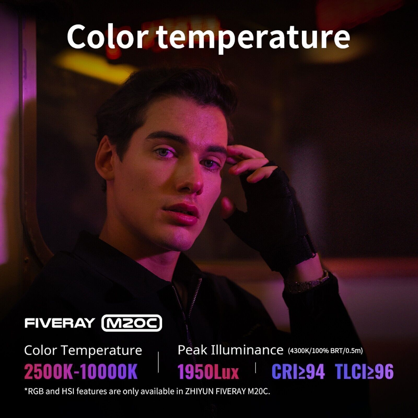 Zhiyun FIVERAY M20C Combo RGB LED Video Light On-camera APP Control 2500-10000K