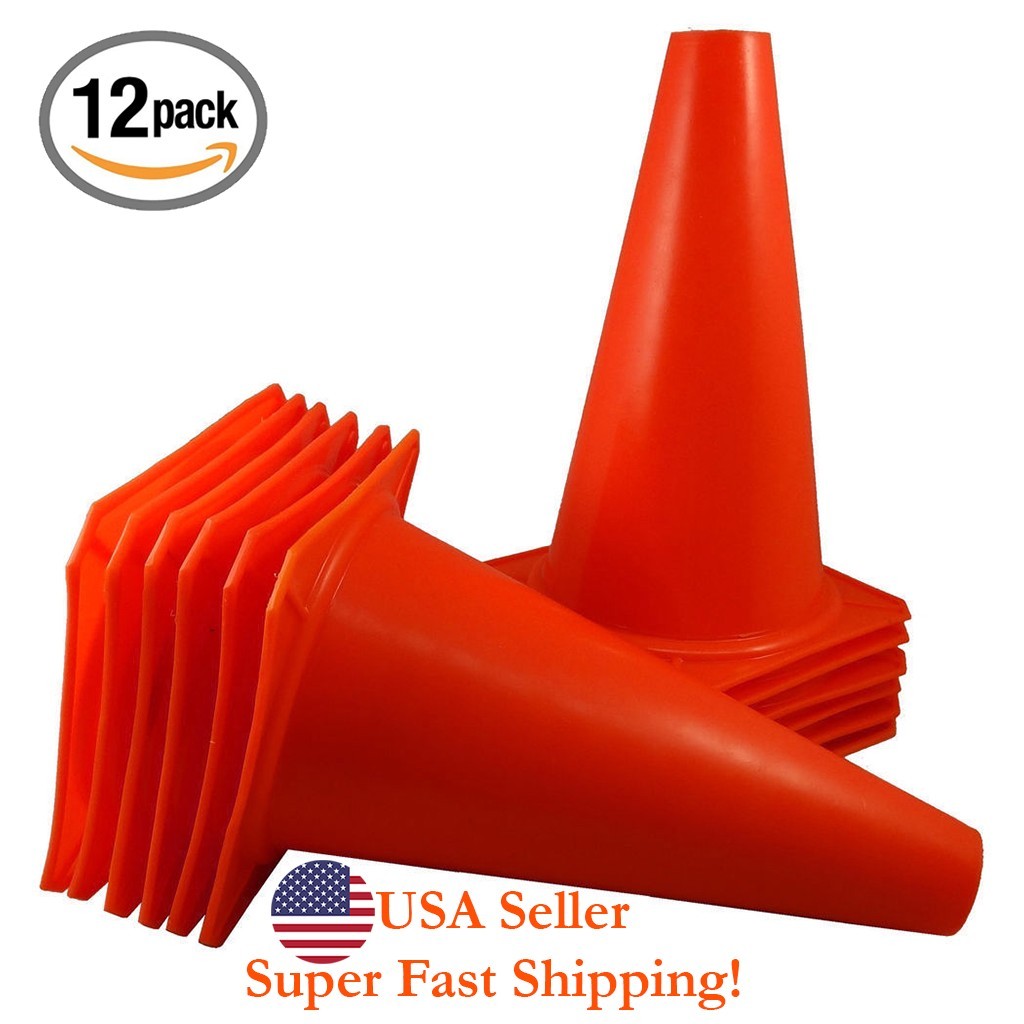 DH 7" Plastic Sport Training Cones 12 PCS Pitch Marker Football Training Cone