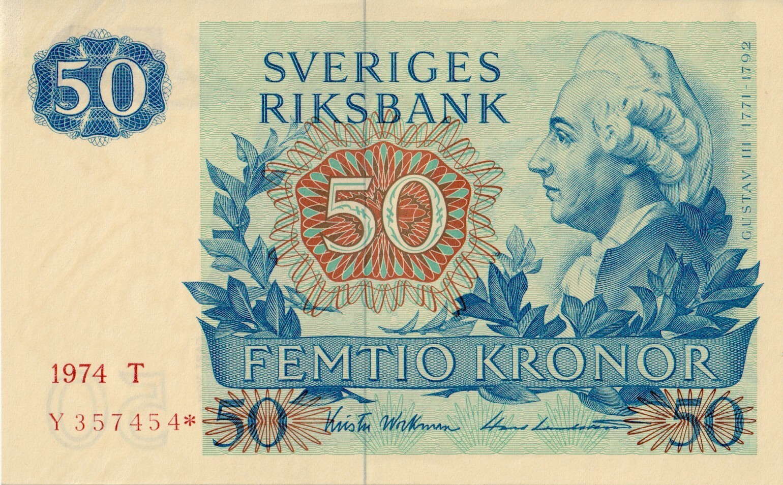 Sweden - 1974 - 50 Kronor - * Replacement - "aUNC" - #ED4776
