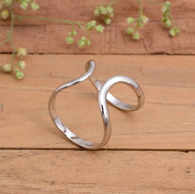 925 Sterling Silver Ring Handmade Adjustable Splint Knuckle Ring All Size SI10