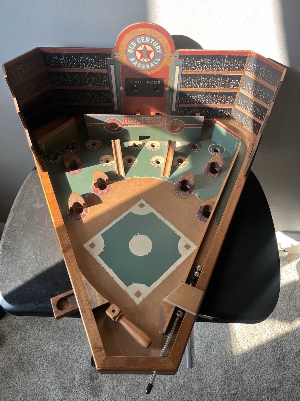 VTG Baseball Wooden Pinball Tabletop Game Old Century Classic FREE SHIPPING