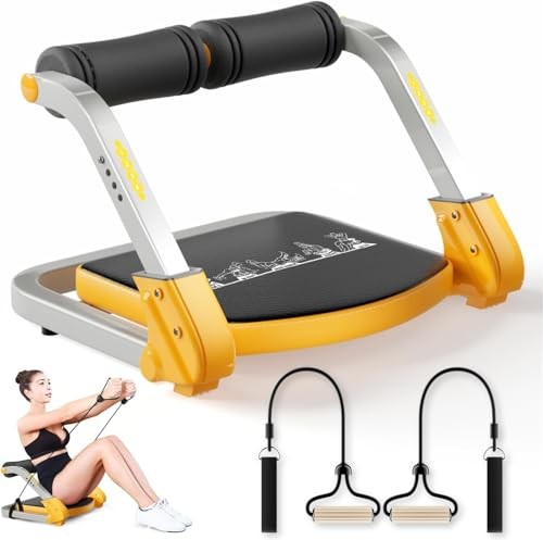 Ab Trainer/Crunch Machine, Ab Workout Equipment, 4 Adjustable Black & Orange