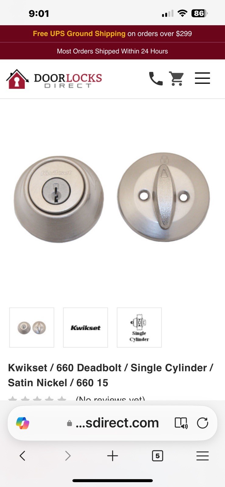 NEW SEALED KEY Kwikset Single Cylinder Deadbolt Satin Nickel 660 15 CP K6 V1