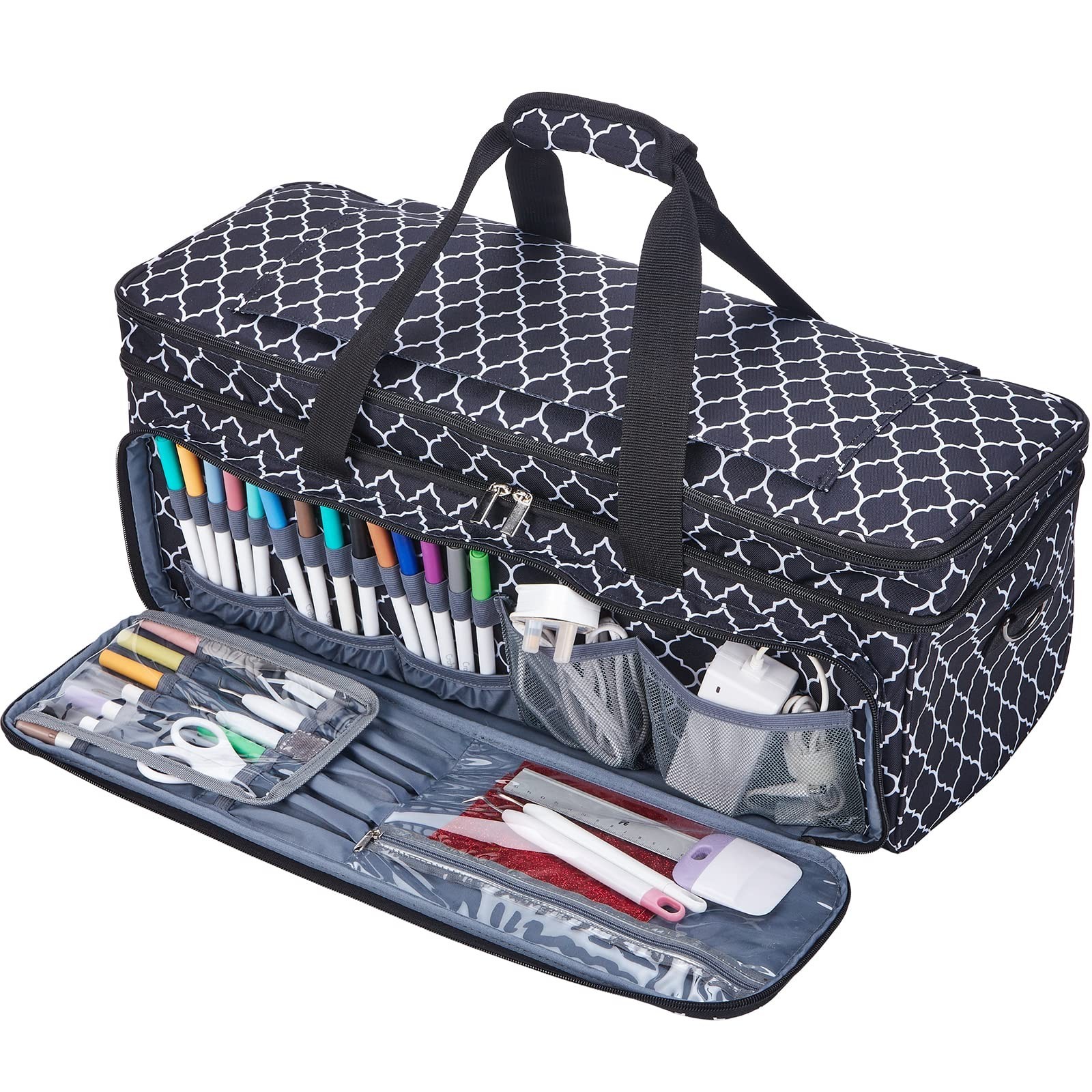 NICOGENA Double Layer Carrying Case with Mat Pocket for Cricut Maker 3, Explo...