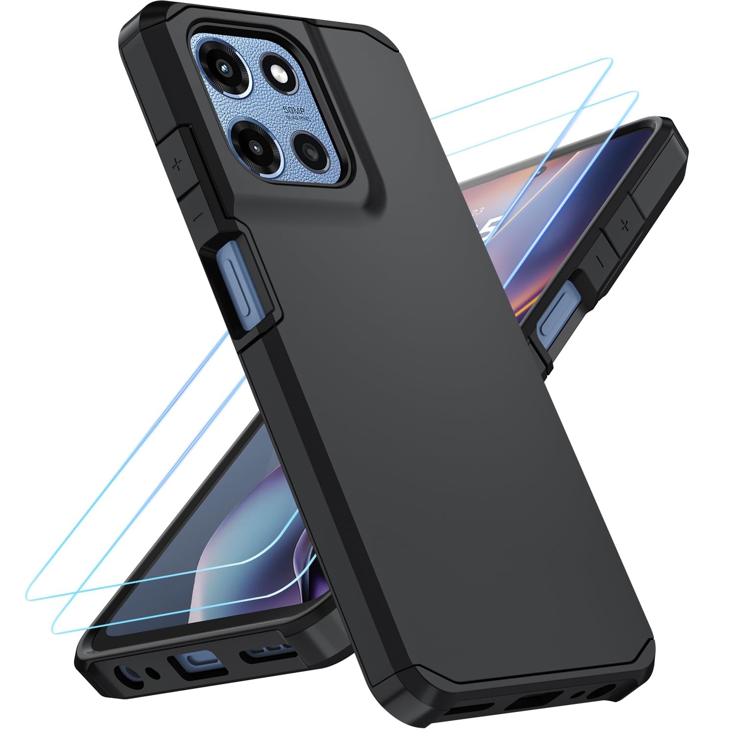 for Moto G 2026/2025 Case,Moto G Play 2026 Case with 2 HD Screen Black