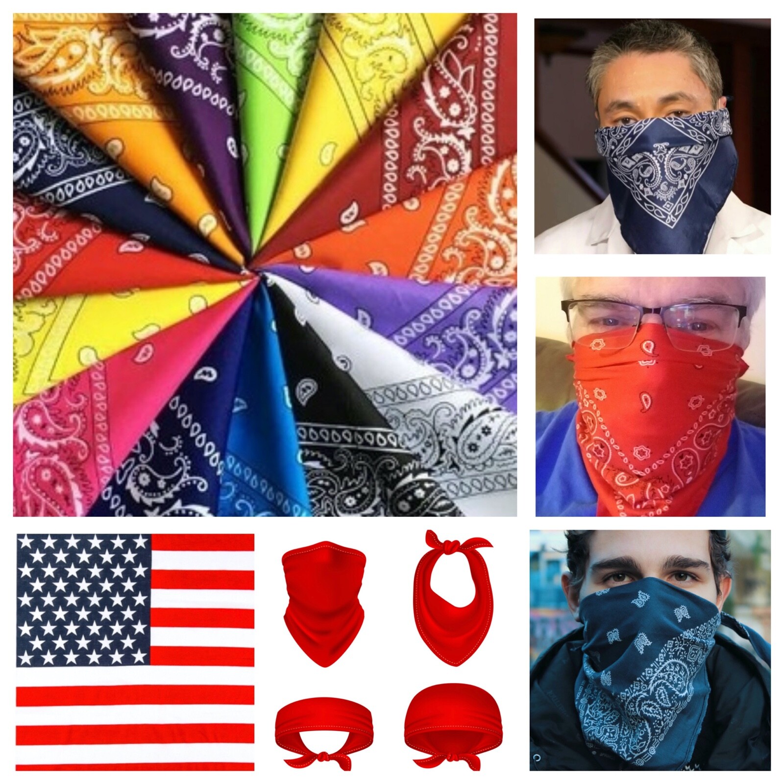 Mens Women Paisley Bandana Cotton Face Mask Headwear Wrap Cover Bandanas Scarf