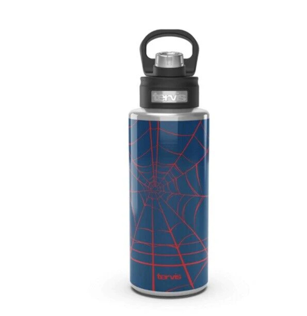 Tervis Spiderman Web Embossed Stainless Steel Wide Mouth Bottle Delux Lid Spout