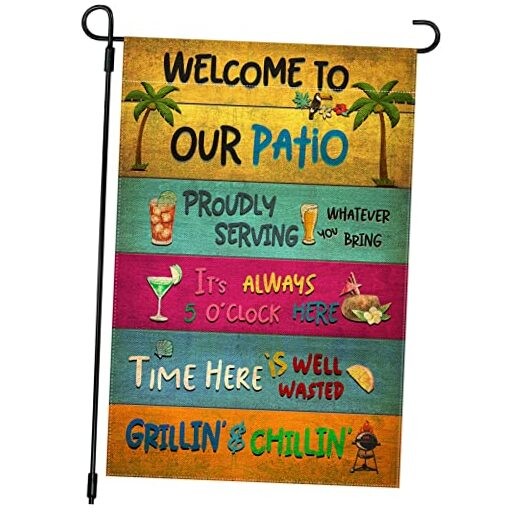 Welcome To Our Patio Garden Flag, 12.5x18" Party Welcom to our (Patio)