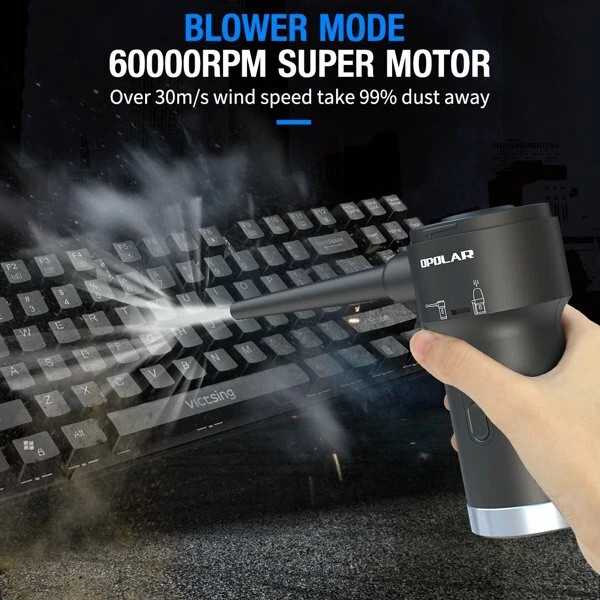 OPOLAR HANDHELD VACUUM-CORDLESS BLOWER DUSTER COMPUTER KEYBOARD - BLUE/BLACK