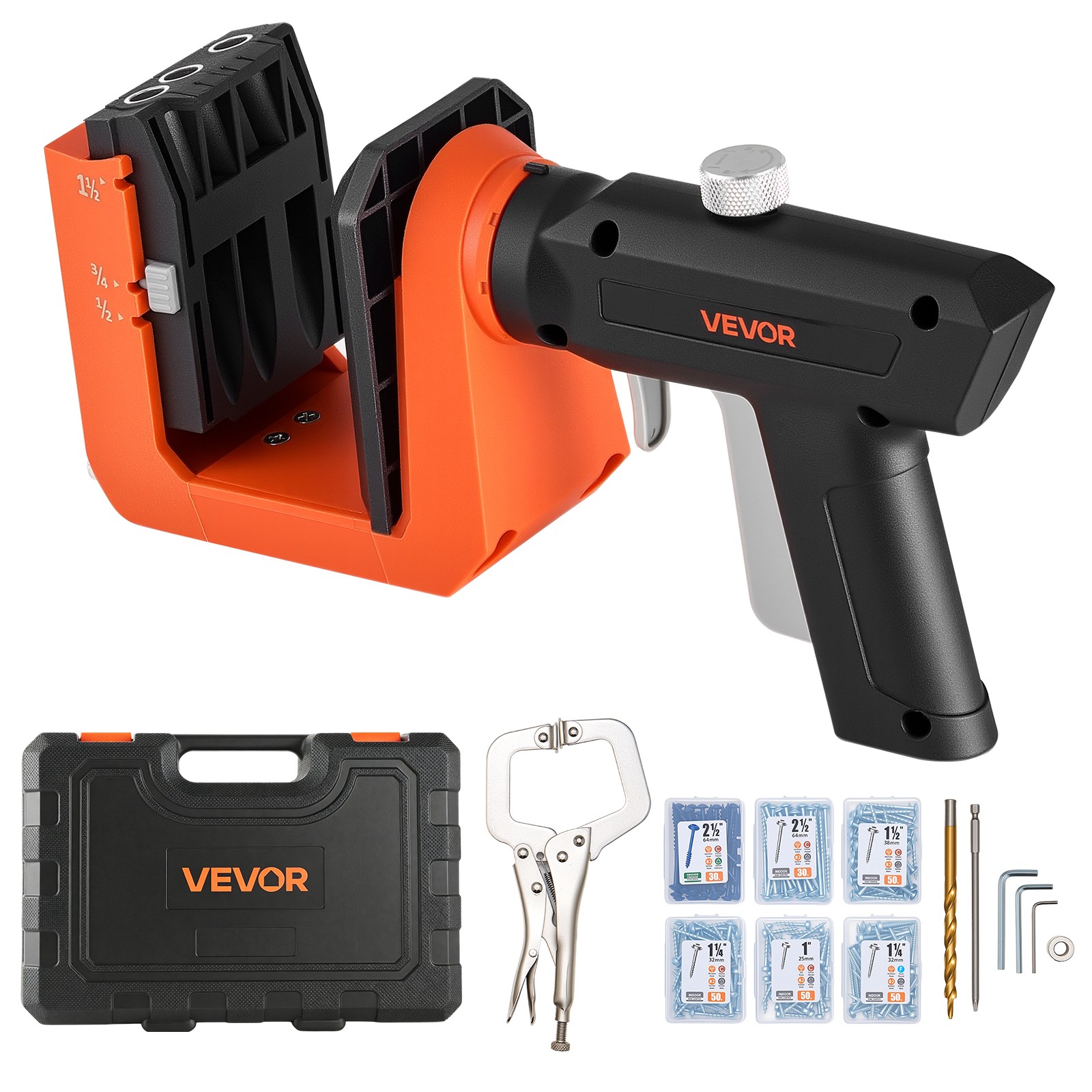 VEVOR Pocket Hole Jig Kit Jig Pocket Hole System 360° Rotating Handle Adjustable