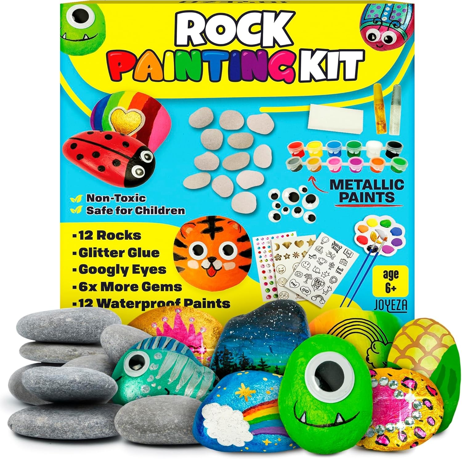 JOYEZA Rock Painting Kit Deluxe, Arts and Crafts for Girls Boys Age Original
