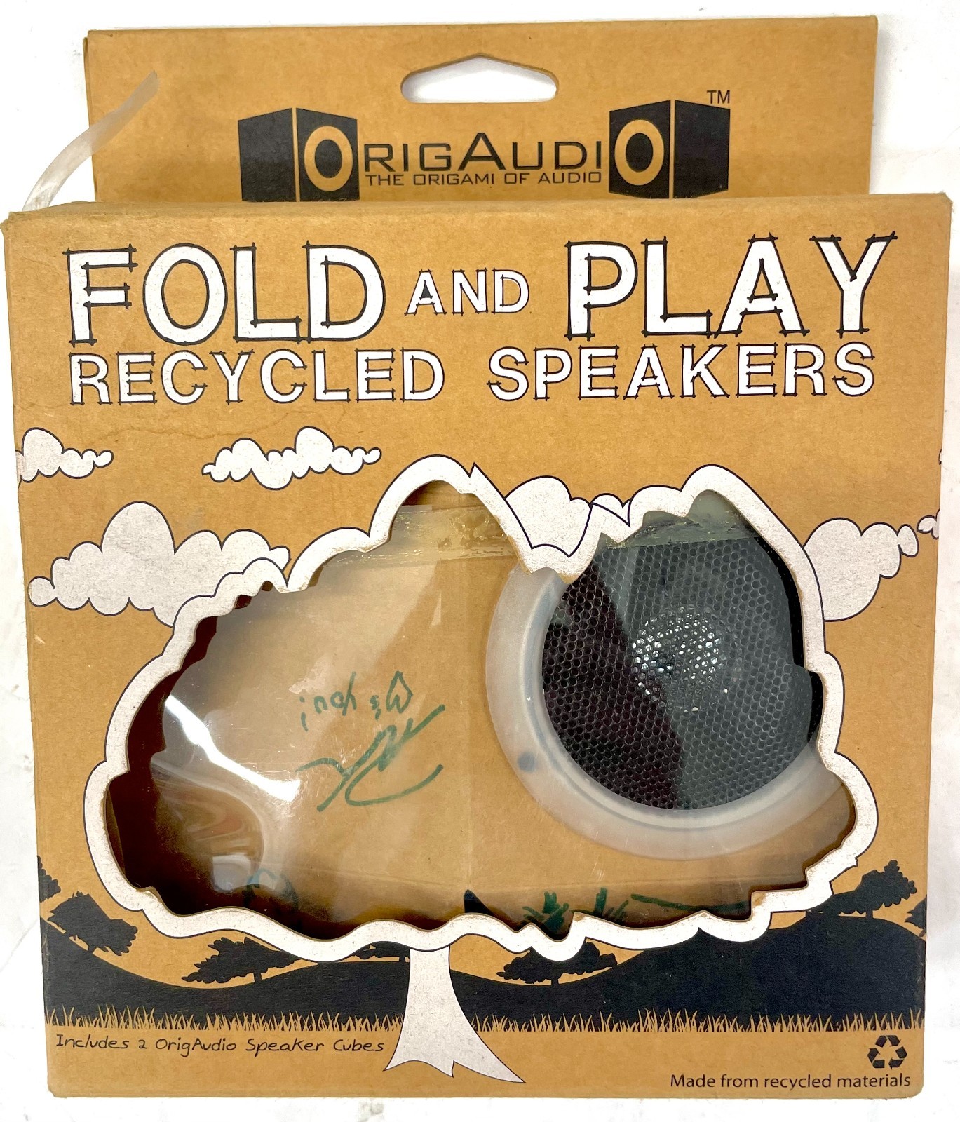 OrigAudi Fold and Play Recycled Speakers Purple Flowers New